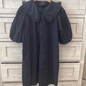 Adorable Eloquii Mini Dress With Puff Sleeves and Oversized Ruffle Collar